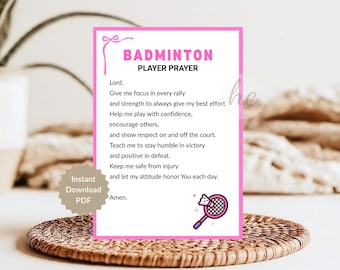 Badminton Player Prayer Printable Card – Christian Athlete Gift