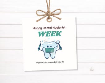 Dental Hygienist Week Gift Tag Printable Appreciation Office Staff