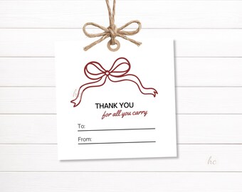 Teacher Lanyard Gift Tag Printable – Thank You for All You Carry, Badge Holder Label