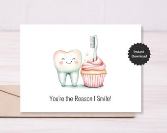 Dental Thank You Card Printable Appreciation Greeting Card 5x7 4.25x5.5