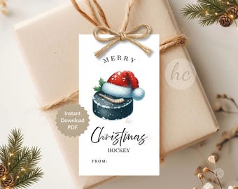 Hockey Christmas Tags, Team Favor, Coach Appreciation, Player Gift, Printable Download