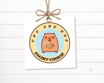 Smart Cookie Printable – Capybara Gift Label, Classroom Reward, Kids Treat, School Favor