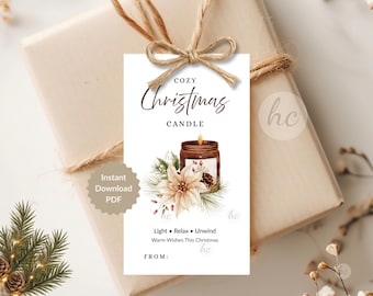 Christmas Candle Gift Tags, Hostess Gift, Teacher Appreciation, Secret Santa, Holiday Favor