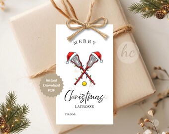 Lacrosse Christmas Tags, Team Favor, Coach Appreciation, Player Gift, Printable Download