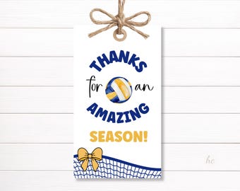 Volleyball End of Season Tag Printable – Team Thank You Favor, Sports Team Gift Label