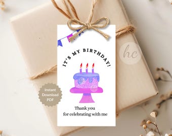 教室の誕生日パーティーの記念品タグ（印刷可能）｜子供への誕生日プレゼント