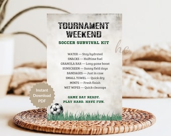 Soccer Tournament Survival Kit Printable Tag – Grunge Team Game Day Snack Bag Gift