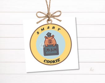 Smart Cookie Gift Tag Printable – Capybara Teacher Appreciation, Classroom Reward, School Treat Label
