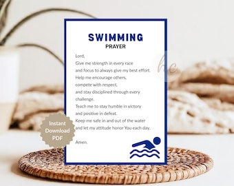 Swimming Prayer Printable Card – Christian Athlete Gift