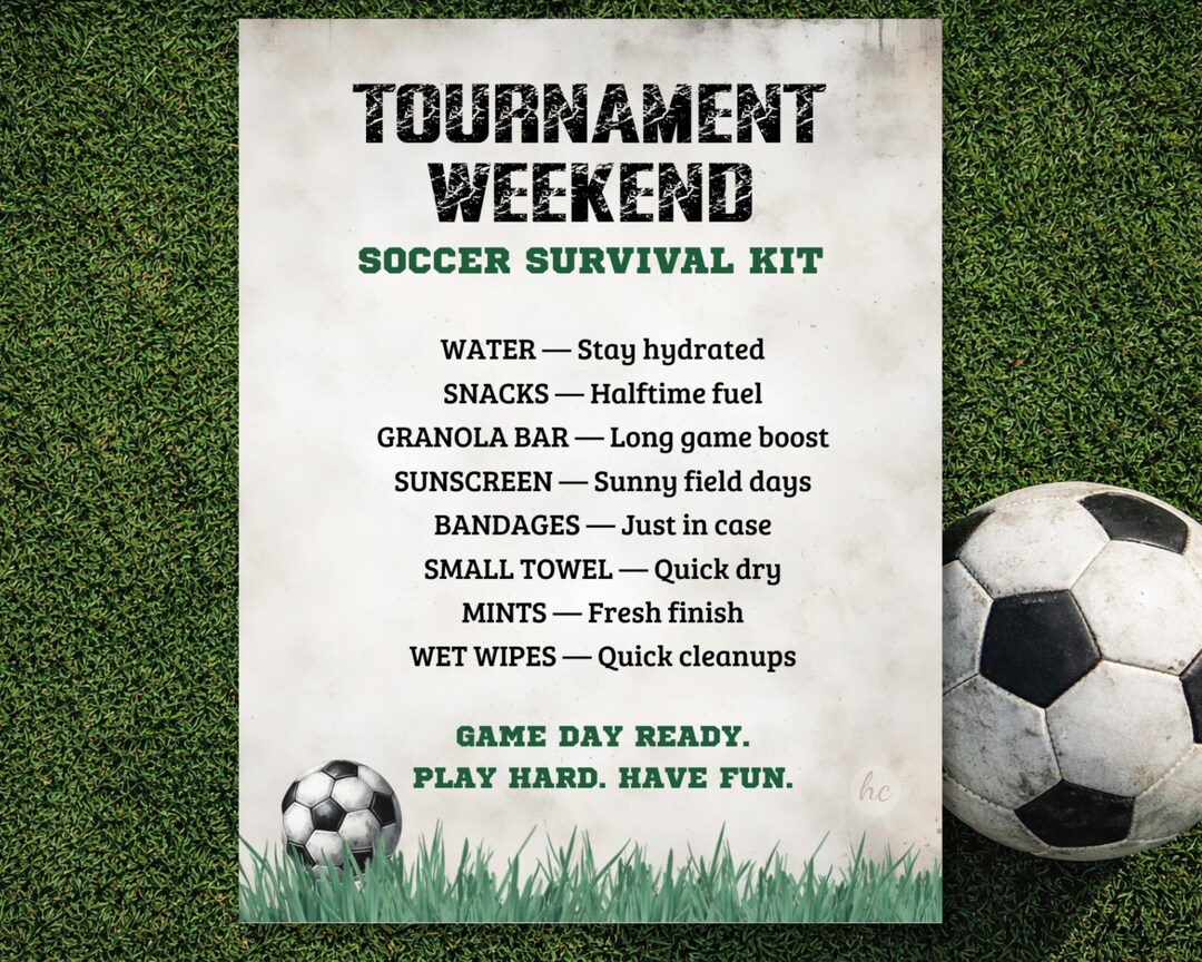 Soccer Tournament Survival Kit Printable Tag – Grunge Team Game Day ...