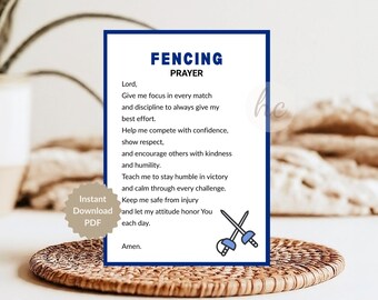 Fencing Prayer Printable Card – Christian Athlete Gift