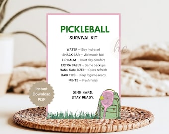 Pickleball Survival Kit Printable Tag – Player Tournament Game Day Gift
