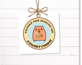 Thanks for Making Me a Smart Cookie Printable – Capybara Teacher Thank You, School Gift Label