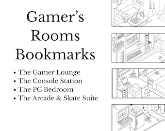 Isometric Gamer Room Coloring Bookmarks | US Letter & A4 | 3 Colors
