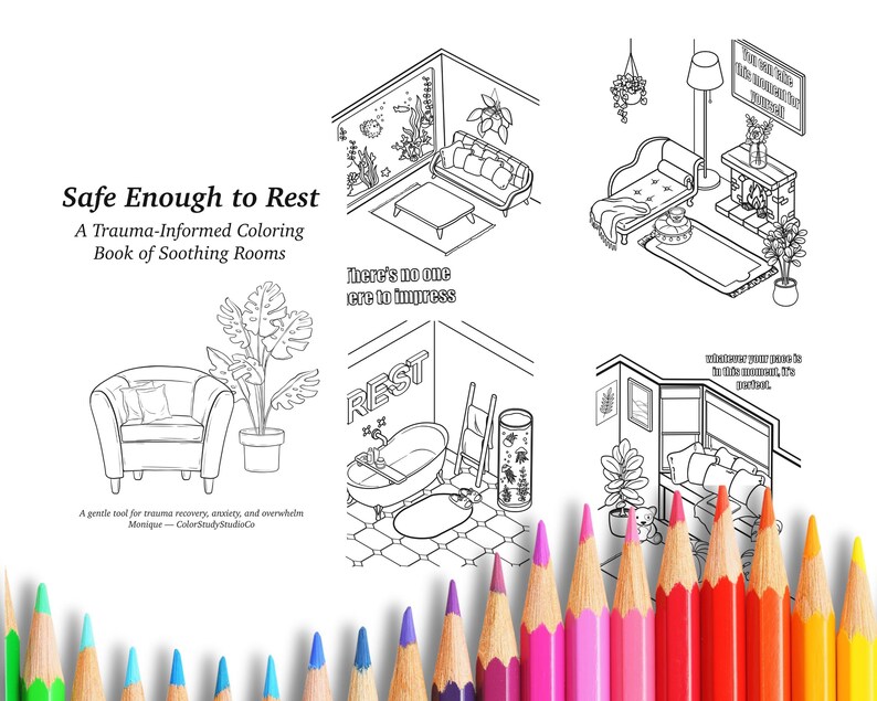 Trauma-informed Coloring Book PDF – Therapist Client Worksheets (10 ...