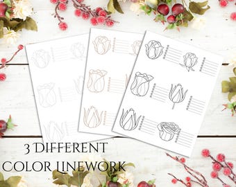 Printable Flower Coloring Pages – Botanical Color Study (Digital Download)