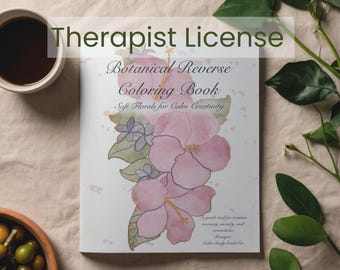 Botanical Reverse Coloring Book – Soft Watercolor Florals | Therapist License Version