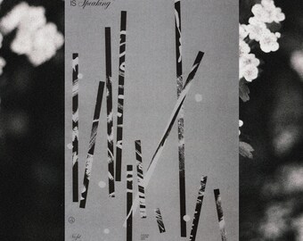 Impresión artística minimalista en blanco y negro: póster abstracto, decoración de pared moderna, hecha a mano.