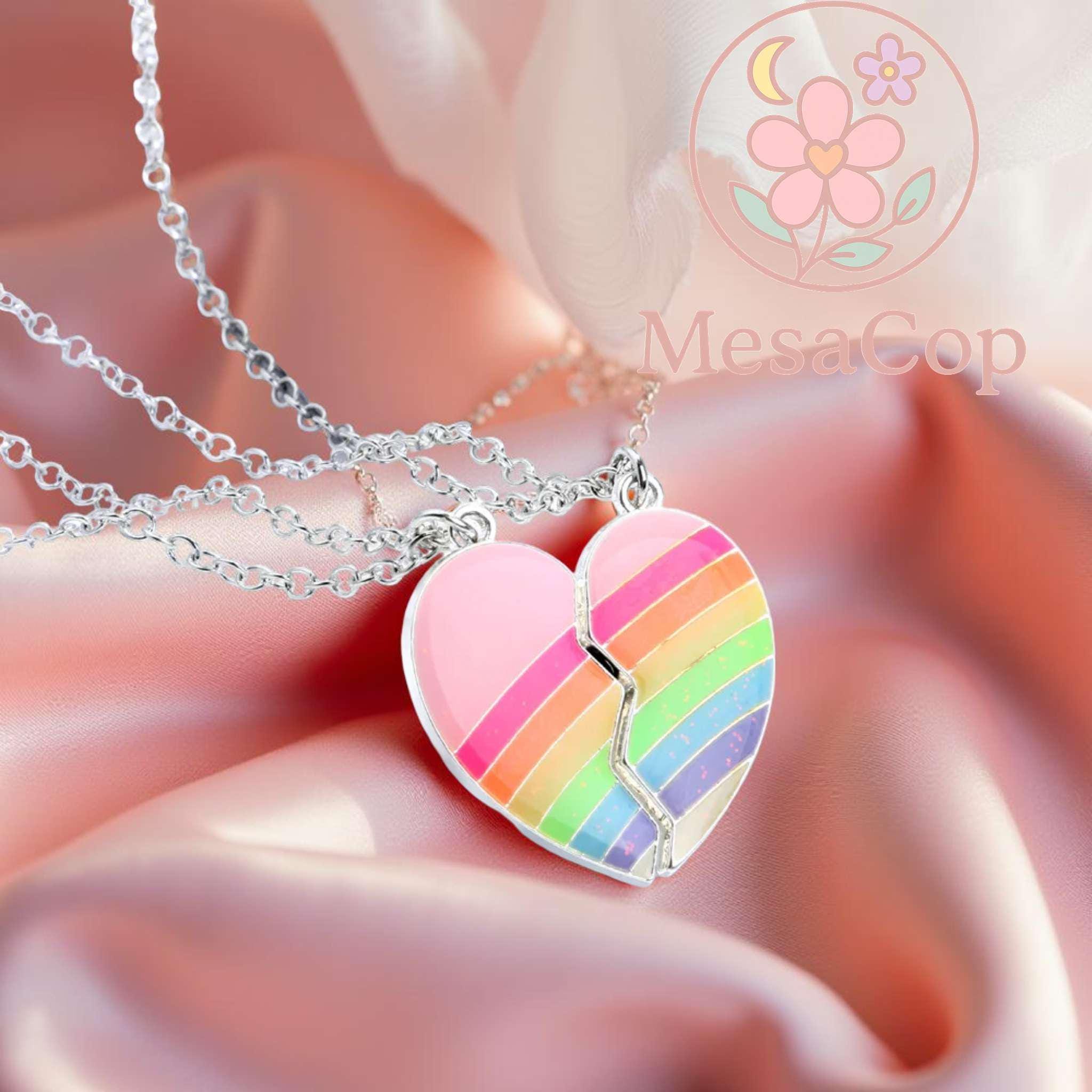 Rainbow Heart Necklace - Etsy Rainbow Heart Necklace - Etsy