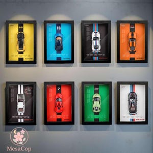 3D Sports Car Model Shadow Box Art: Home & Office Decor Set