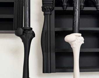 Candelabro gótico de hueso, candelabro de estilo academia oscura, portavelas gótico victoriano, soporte escultural para velas, pieza de decoración romántica oscura