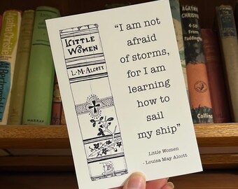 Little Women "I am not afraid of storms" book spine postcard