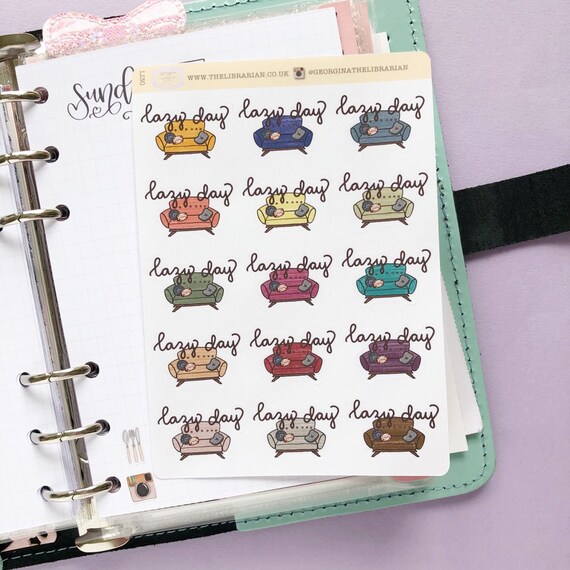Lazy Day Sofa Couch Hand Drawn Planner Stickers In Dark Warm Etsy