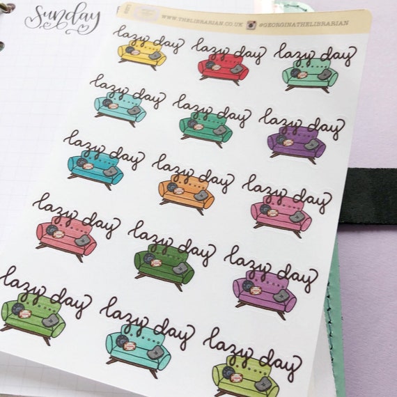 Lazy Day Sofa Couch Hand Drawn Planner Stickers In Bright Etsy