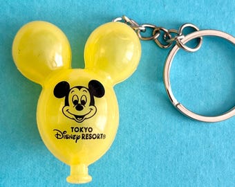 Mickey Balloon Keychain: Custom Yellow Plastic Mini Charm