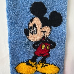 Vintage 1980's Mickey Mouse Latch Hook Wall Rug Hanging