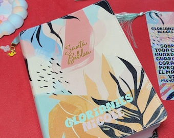 Personalized Bible RVR1960 Multicolor - (Name, Bible Book Tabs) Large Print 12 pts - Custom Bible Spanish