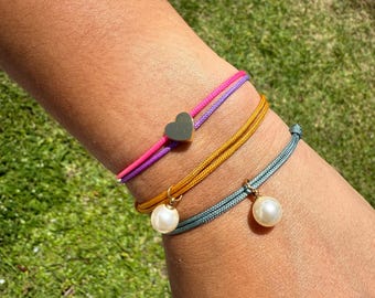 Adjustable Bracelets, Nylon Bracelet Cord, Charm Bracelete, Minimalist Bracelete, Gift for- her, Dainty Bracelet