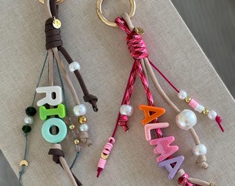 Personalized Name Bag Charm, Rope Bag Charm, Charming Bag Charm, Personable Bag Accessory, Keychain Bagcharm, Personable Bag Charm