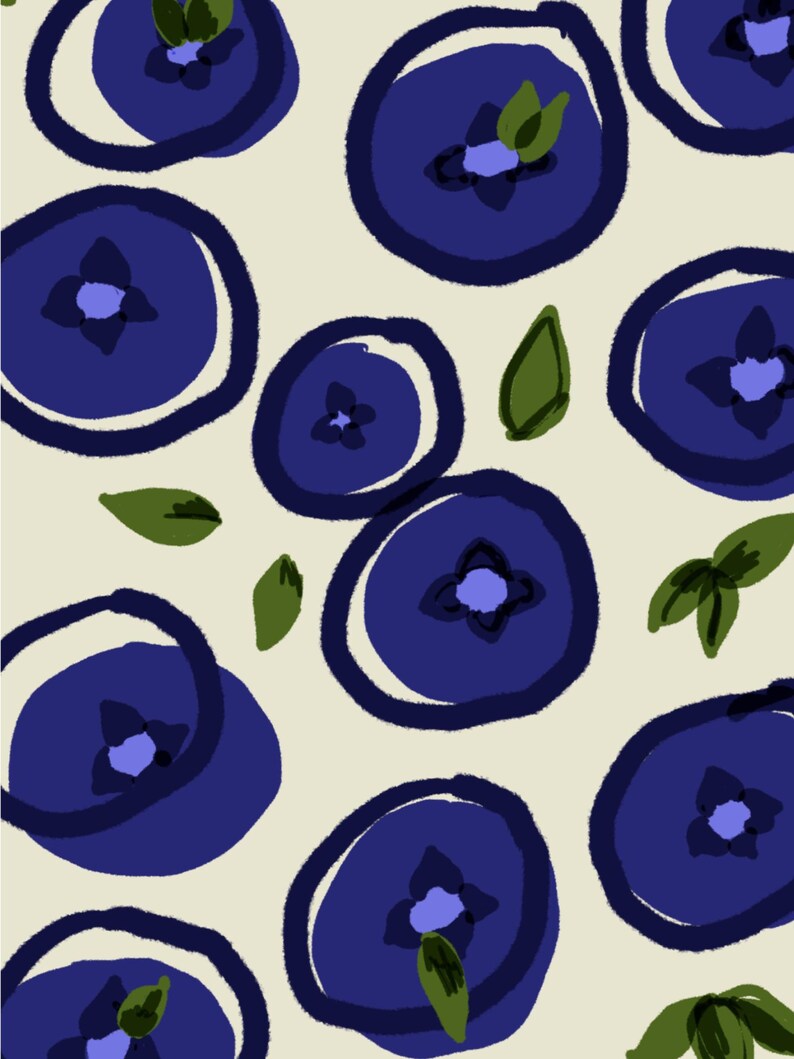 Blueberry Summer Print: Colorful Kitchen Wall Art (digital Download) - Etsy