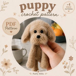 Fancy Dog Crochet Pattern PDF, +4 Free Pattern, Fluffy Puppy Amigurumi Tutorial, Crochet Dog Plushie, Stuffed Animal Dog Pattern