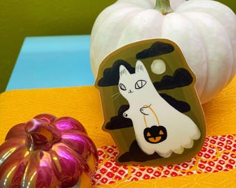 trick or treat cutie cat vinyl waterproof sticker