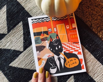 Tarjeta de felicitación en blanco del gato del agente Dale Cooper