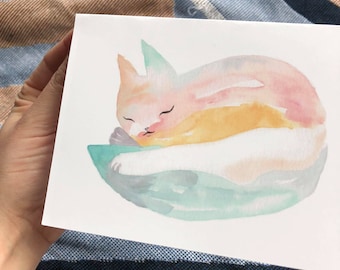 Sleeping Crystal Cat Blank Greeting Card