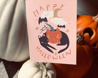 la carte de voeux blanc d’Halloween pastel