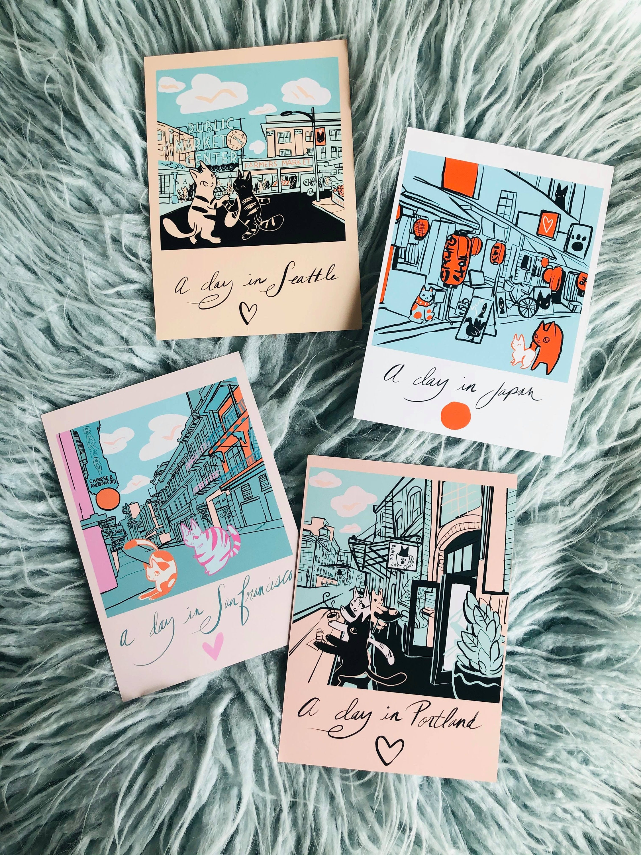 Une Journée en Ville Chats 5x7 Mini Impressions