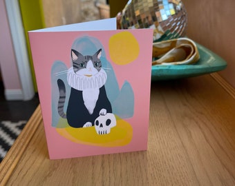 carte de voeux vierge chat shakepseare le shakespurr