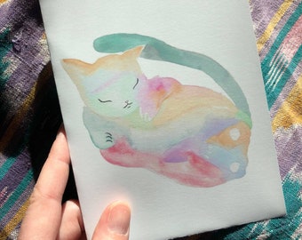 belly rub crystal cat greeting card