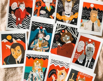 The Twin Peaks cats 5x7 matte prints vol 1