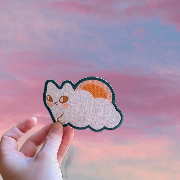 the sunset cloud cat iron on patch