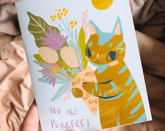 You are purrrrfect blank greeting card