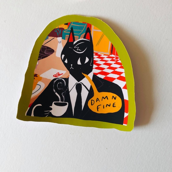 agent cooper cat matte vinyl sticker