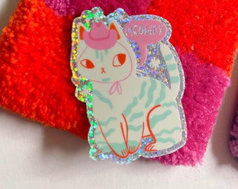 miauwige glitter vinylsticker