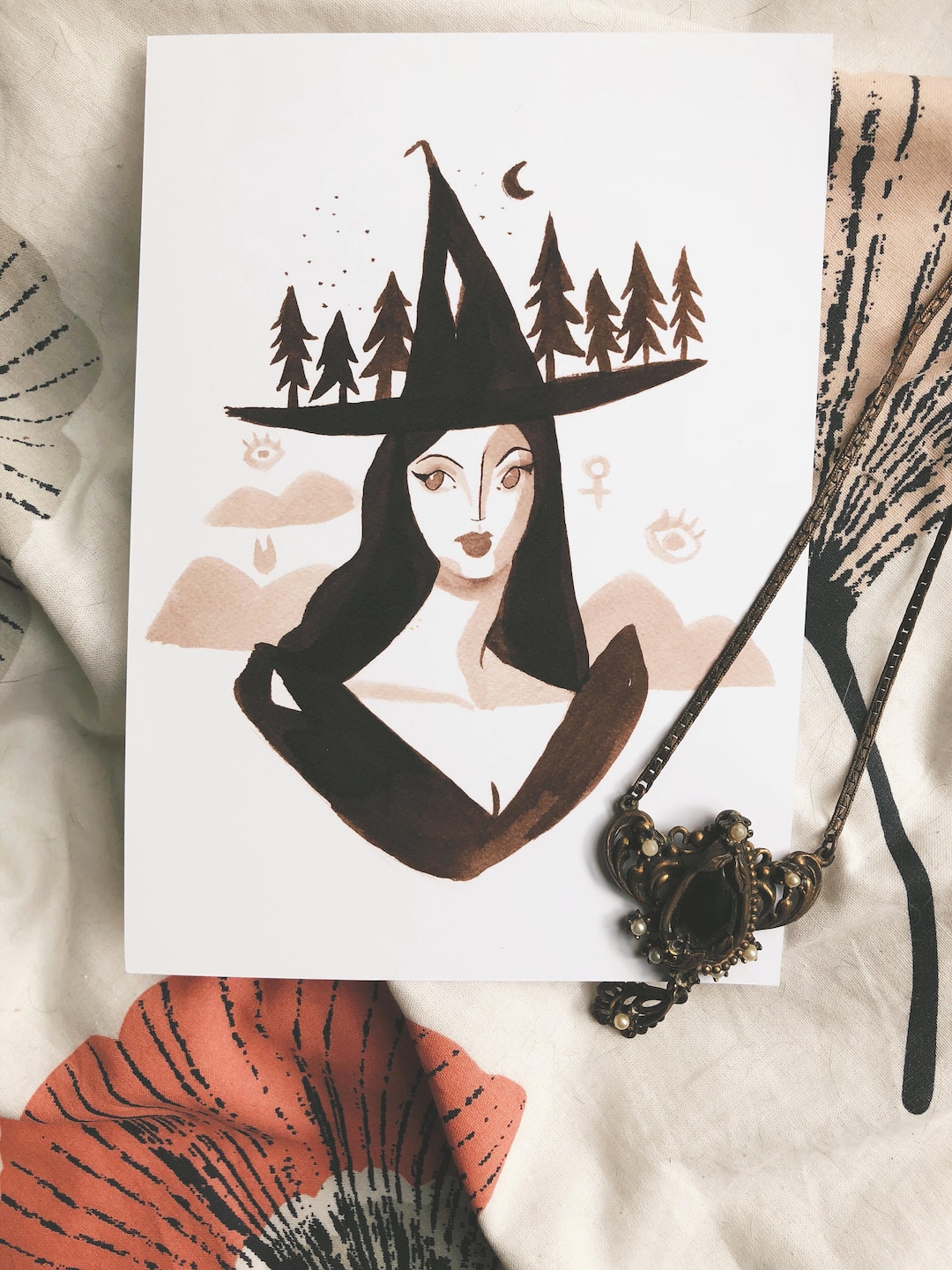 Dark Forest Witch Large 5X7 Postcard - Etsy