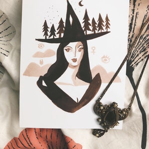 Dark Forest Witch gran postal 5X7