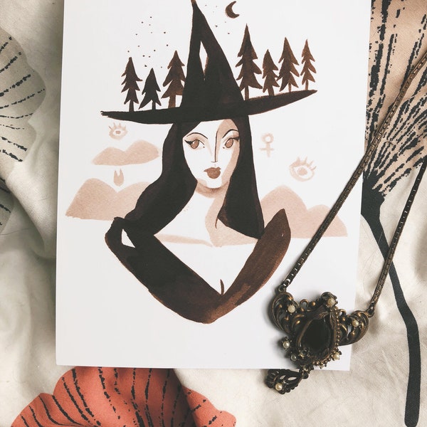Dark Forest Witch grande cartolina 5X7